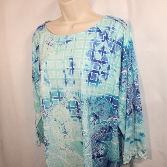Chico's Zenergy Women's Cold Shoulder‎ Long Sleeve Summer Top Blue Size 3 - Picture 6 of 14